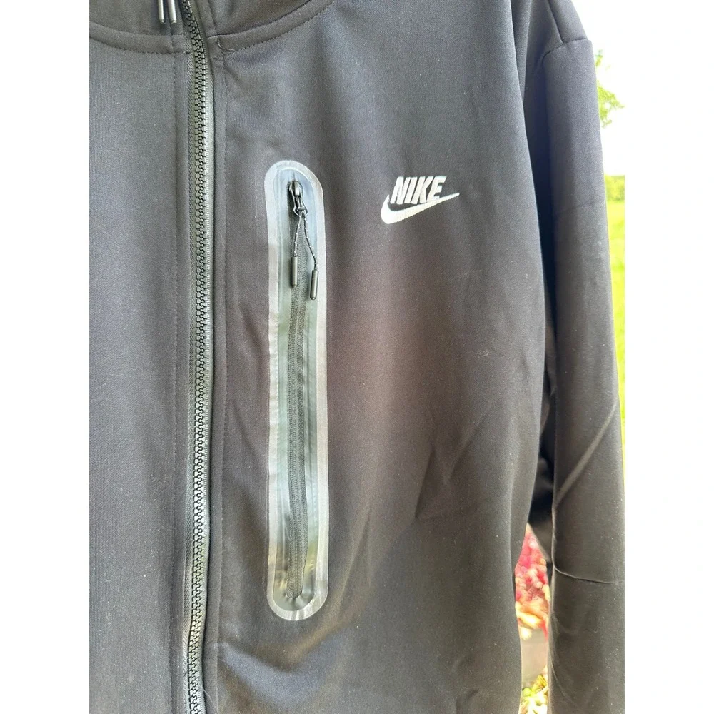 Men's Tech Fleece Full Zip Hoodie Black Jacket Bonded Pocket CU4489-010‎